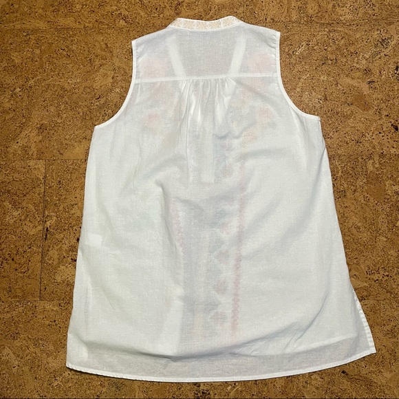Andrée by Unit White Embroidered Sleeveless Linen Blend Top Sz S - Picture 12 of 14